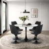 Sæt med 4 Tulip stole og rundt bord 120cm med marmor effekt i hvid og sort Lapis+ Udsalg