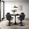 Sæt med rundt bord 120cm i sort og 4 gennemsigtig stole i Tulip stil Almat+ Udsalg