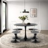Sæt med 4 Tulip stole og rundt bord 120cm i sort hvid marmoreffekt Liwat+ Tilbud