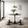 Sæt med 4 gennemsigtige Tulip stole og rundt bord 100cm hvid sort Yallam Mængderabat