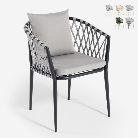 Polstret stol med armlæn til udendørs brug med snor og puder Verve Kampagne