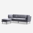 3 personers hjørnesofa i grå velour med sorte sofaben Sortes  Valgfri