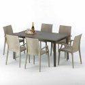 Focus brun havebord sæt: 6 udvalgte farvet stole og 150x90 cm bord 