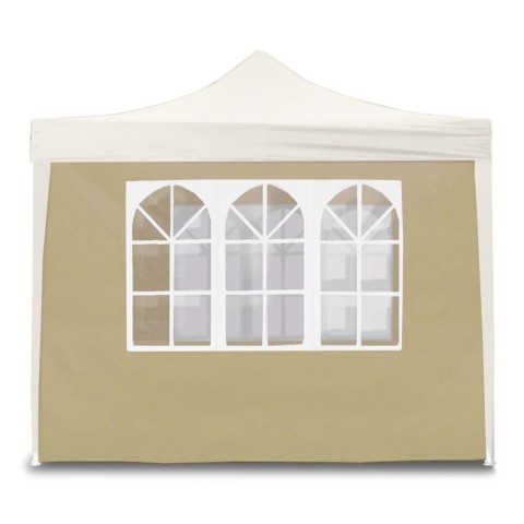 Pavillonvæg med PVC i beige til foldbar pavillon 3x3 side med vindue Kampagne