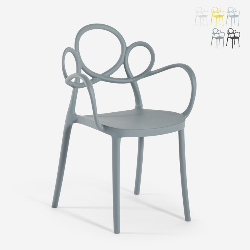 Elegant og moderne designer stol i polypropylen med armlæn Derby Kampagne