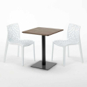Kiss træeffekt cafebord sæt: 2 Gruvyer farvet stole og 60cm kvadratisk bord 