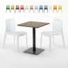 Kiss træeffekt cafebord sæt: 2 Gruvyer farvet stole og 60cm kvadratisk bord Rabatter