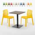 Kiss træeffekt cafebord sæt: 2 Gruvyer farvet stole og 60cm kvadratisk bord Kampagne