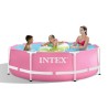 Rund fritstående pool i lyserød 244x76cm Intex Pink Metal Frame 28292 Tilbud