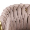 Designer lænestol i velour med armlæn og guld ben Versailles 