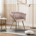 Designer lænestol i velour med armlæn og guld ben Versailles Valgfri