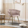 Designer lænestol i velour med armlæn og guld ben Versailles Valgfri