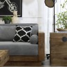 3-personers sofa i rustikt træ med sofahynder i grå stof 225x81x81cm Morgan Udsalg