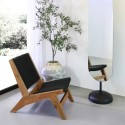 Marlon lænestol i træ med sort stof til stue og soveværelse Tilbud