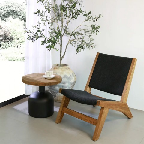 Marlon lænestol i træ med sort stof til stue og soveværelse Kampagne