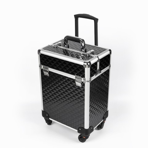 Betel professionel makeup kuffert trolley sort med 4 bakker og hjul Kampagne