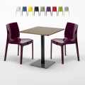 Kiss træeffekt cafebord sæt: 2 Ice farvet stole og 60cm kvadratisk bord Kampagne
