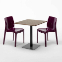 Kiss træeffekt cafebord sæt: 2 Ice farvet stole og 60cm kvadratisk bord 