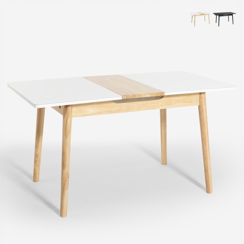 Spisebord med udtræk i træ og glas 115-145x80cm hvid eller sort Pixam Kampagne