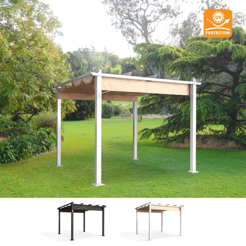 Pergola til haven med skygge 3x3m havepavillon i aluminium Firenze UV Moon Kampagne Pergola til haven med skygge 3x3m havepavillon i aluminium Firenze UV Moon Kampagne