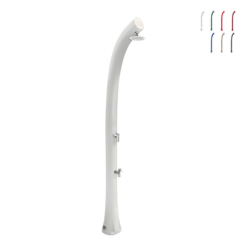 Solopvarmet udendørs bruser 26 liter med moderne armatur New Happy Udsalg