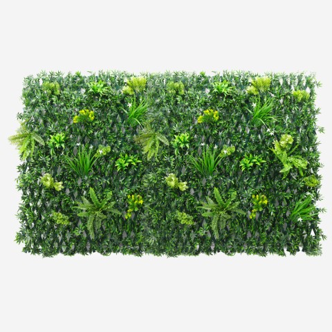 Kunstig hæk med udtrækkeligt gitter 200x100cm realistiske planter Laurus Kampagne