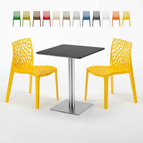 Pistachio sort cafebord sæt: 2 Gruvyer farvet stole og 60cm kvadratisk bord
