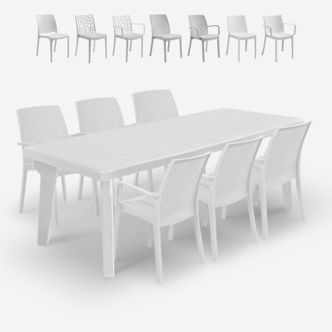Havemøbelsæt havebord med udtræk 160-220cm og 6 stole i hvid Liri Light Kampagne