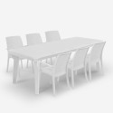 Havemøbelsæt havebord med udtræk 160-220cm og 6 stole i hvid Liri Light På Tilbud