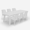 Havemøbelsæt havebord med udtræk 160-220cm og 6 stole i hvid Liri Light På Tilbud