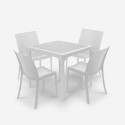 Havemøbelsæt med havebord 80x80cm og 4 udendørs stole i hvid Provence Light På Tilbud