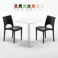 Lemon helt hvidt café sæt: 2 Paris farvet stole, 60cm kvadratisk bord Kampagne