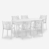 Havemøbelsæt med havebord 150x90cm og 6 udendørs stole i hvid Sunrise Light På Tilbud
