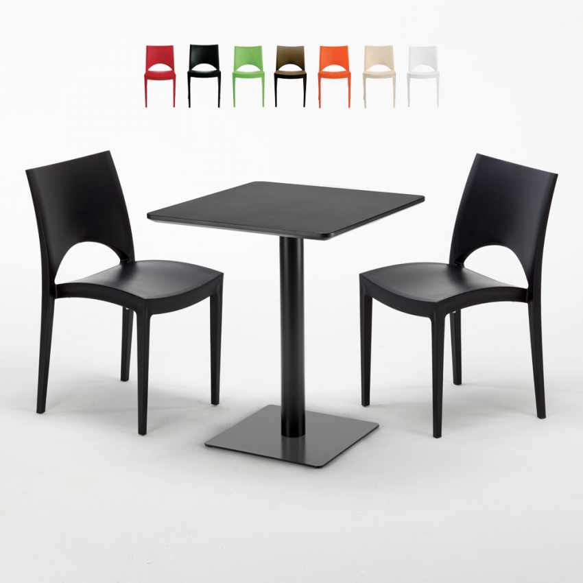 Licorice helt sæt: 2 Paris farvet stole, kvadratisk bord