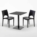 Licorice helt sort cafebord sæt: 2 Paris farvet stole, 60cm kvadratisk bord Model