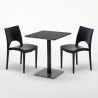 Licorice helt sort cafebord sæt: 2 Paris farvet stole, 60cm kvadratisk bord Model