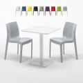 Lemon helt hvidt cafebord sæt: 2 Ice farvet stole, 60cm kvadratisk bord Kampagne