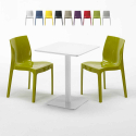 Lemon helt hvidt cafebord sæt: 2 Ice farvet stole, 60cm kvadratisk bord Mængderabat