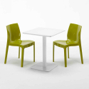Lemon helt hvidt cafebord sæt: 2 Ice farvet stole, 60cm kvadratisk bord 