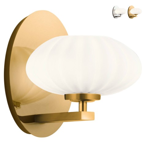 Moderne væglampe applique i metal med hvid glas lampeskærm PIM Kampagne