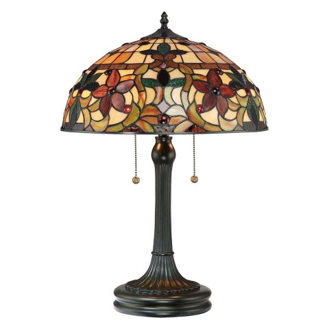 Tiffany bordlampe i klassisk stil med 2 lys til stue og Kontor Kami Kampagne