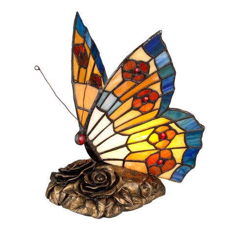 Sommerfugl bordlampe i Tiffany stil med farvet glas OButterfly Kampagne