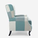 Relax lænestol med patchwork mønster og blå fodskammel Ethron Rabatter
