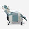 Relax lænestol med patchwork mønster og blå fodskammel Ethron Udvalg