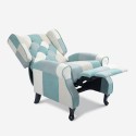 Relax lænestol med patchwork mønster og blå fodskammel Ethron Valgfri