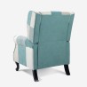 Relax lænestol med patchwork mønster og blå fodskammel Ethron Udsalg