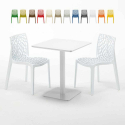 Lemon helt hvidt café sæt: 2 Gruvyer farvet stole, 60cm kvadratisk bord Udsalg