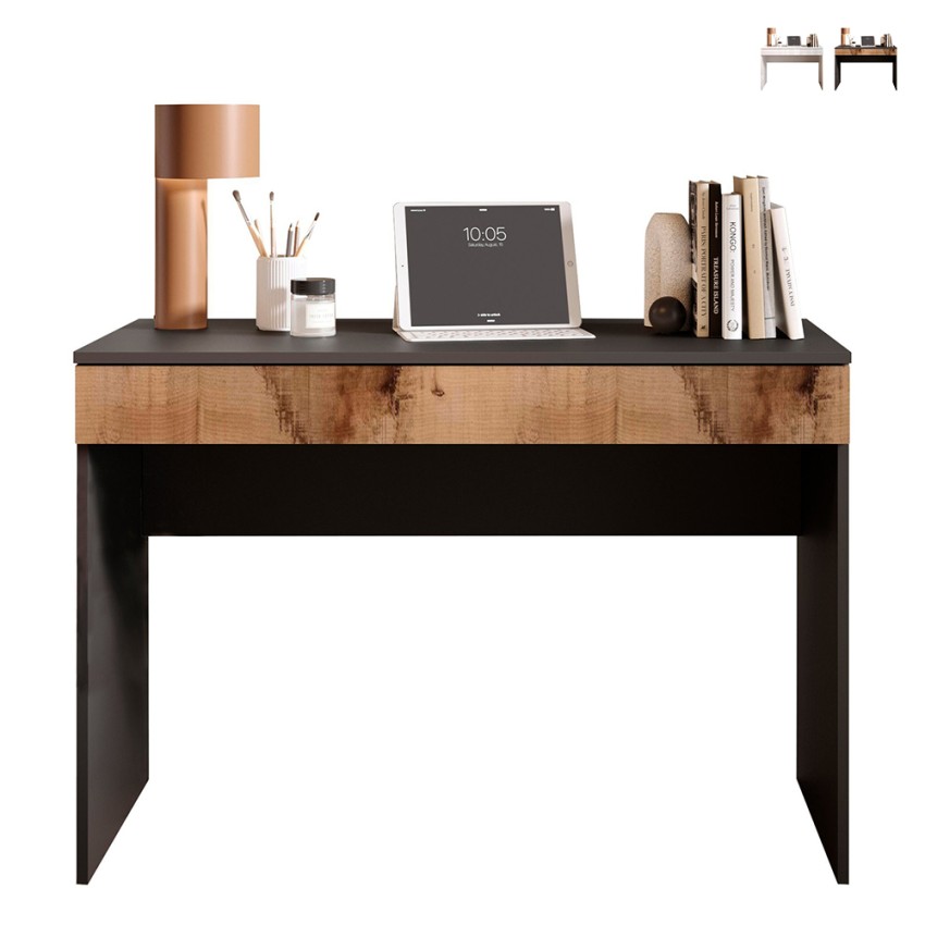 Moderne pladsbesparende kontorbord med skuffe 110x50x76cm Liam Kampagne