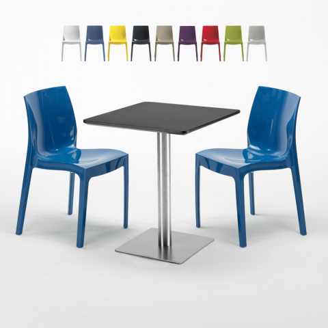 Pistachio sort cafebord sæt: 2 Ice farvet stole og 60cm kvadratisk bord