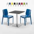 Pistachio sort cafebord sæt: 2 Ice farvet stole og 60cm kvadratisk bord Kampagne